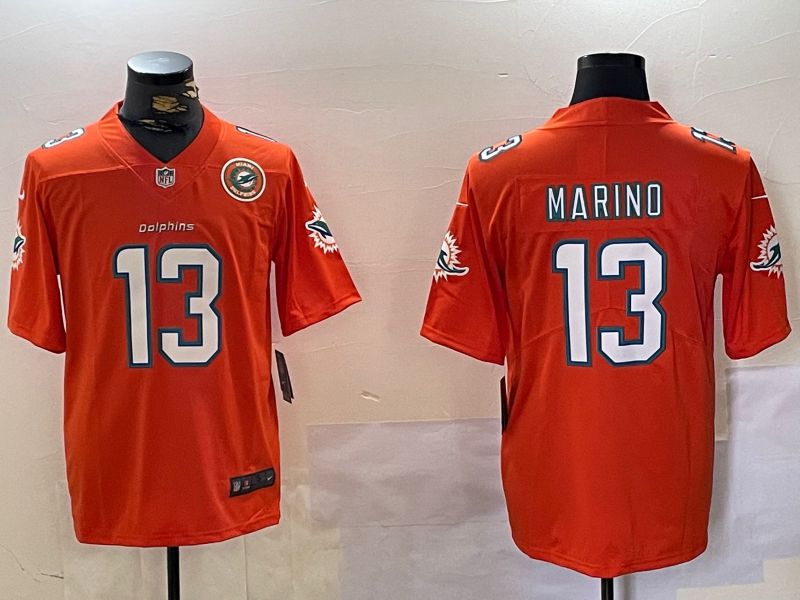 Men Miami Dolphins #13 Marino Orange 2024 Nike Limited NFL Jersey style 3